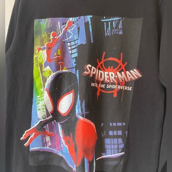 Spider-Man Into The Spiderverse Men's Sm Black Long Sleeve Graphic T-Shirt - Picture 3 of 8